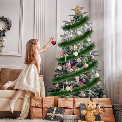 CXDY 50 Foot Non-Lit Green Holiday Soft Garland
