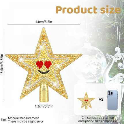 Diamond Art Painting Mini Christmas Tree Topper，Diamond Art Star Topper for Christmas Tree，Christmas Decorative Holiday Bethlehem Star Ornament