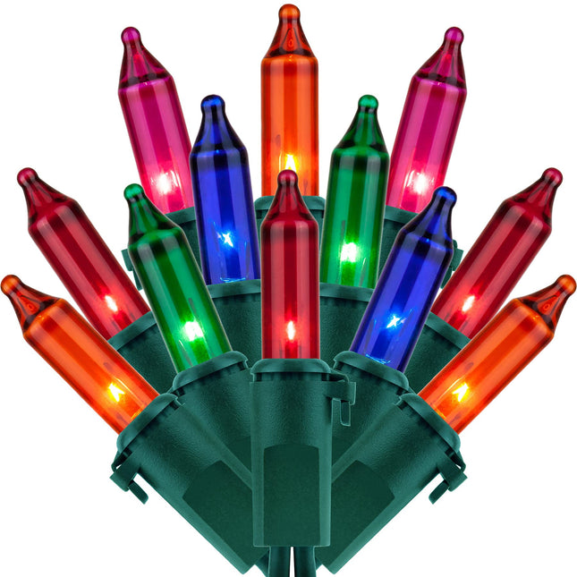 200 Count Multicolor Christmas Lights, Pack of 2 Strands 100 Count 33 ft Green Wire UL Listed Holiday String Light (Multicolor)