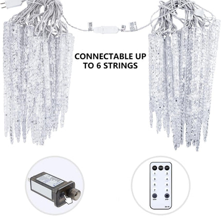 Icicle Lights Outdoor 29.42ft with Remote - 20 Tubes 100 LED Icicle Christmas Lights, Waterproof Icicle Indoor Lights for Tree Patio Roof Holiday Decor, Cool White