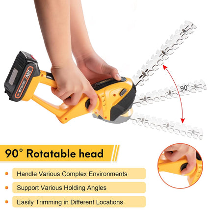 SCHTUMPA 2-in-1 Cordless Grass Shear, 24V Mini Hedge Trimmer Cordless, 1260-RPM Handheld Grass Trimmer Cordless, Electric Bush Trimmer Cordless, Lithium-Ion Battery and Charger Included