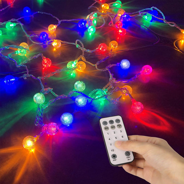 50ft String Lights -𝗠𝘂𝗹𝘁𝗶-𝗖𝗼𝗹𝗼𝗿+𝗪𝗮𝗿𝗺 𝗪𝗵𝗶𝘁𝗲 (𝟮-𝗶𝗻-𝟭), Extendable Crystal Globe String Lights Plug in for Outdoor & Indoor Bedroom, Classroom,Dorm,Patio