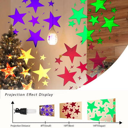 Christmas Star String Lights - 31.4FT Projector Star String Lights with 10 LEDs Plug in Indoor Outdoor Lights for Party Patio Yard Bedroom Patriotic Decor
