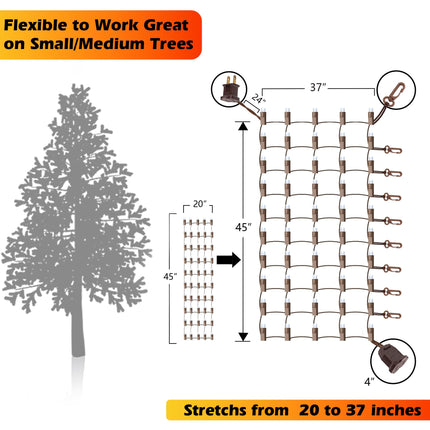 Brizled Christmas Tree Trunk Light, 20" x 45" 50 LED 5MM Stretchable Christmas Net Lights, Connectable Christmas Tree Lights Warm White, UL Tree Wrap Lights for Christmas Tree Column Outdoor