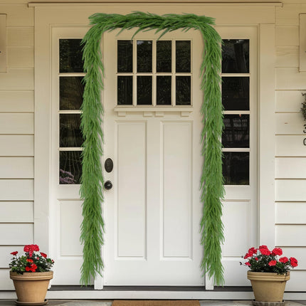 Realistic Norfolk Pine Garland Christmas Garlands, SAREAL 9ft Artificial Faux Greenery Garland for Christmas Festive Holiday Decor
