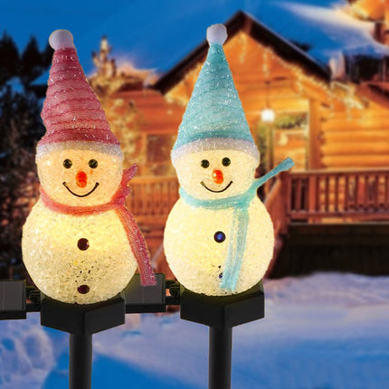 2 Pack Solar Snowman Christmas Lights, Outdoor Snowman Lights with Stake Solar Landscape Pathway Christmas Lights Outdoor Christmas Decorative Lights for Garden Yard Patio Porch Decor