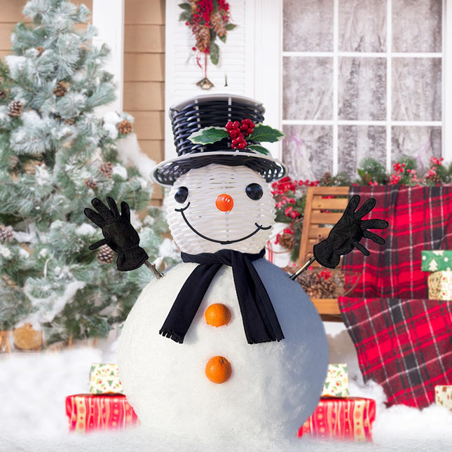 Snowman Hanging Solar Lantern,Christmas Outdoor Decorations Yard,Rattan Outdoor Lanterns for Patio Waterproof,Holiday Solar Powered Lights for Garden Tree Decor