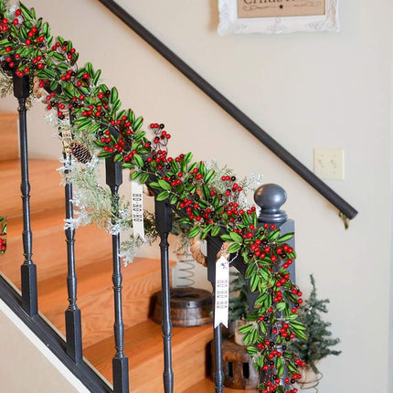 Artiflr 6 FT Red Berry Garland Christmas Decoration Clearance, Green Leaves Garland Artificail Berry Garland Fireplace Table Centerpiece Hone Decoration for Winter Holiday Year Decor