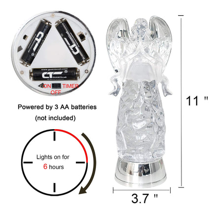 DRomance 11" Angel Snow Globe Lantern Battery Operated with 6 Hour Timer Color Changing LED Light Praying Angel Swirling Glitter Water Lamp Thanksgiving Christmas Holiday Decor