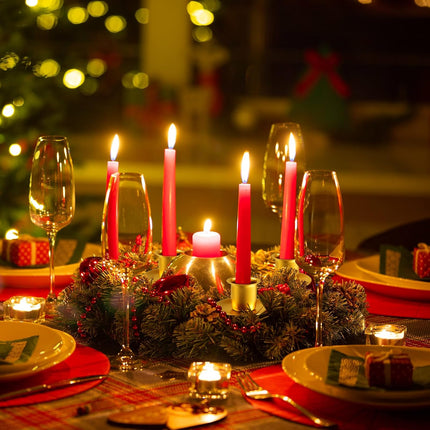 Jadive 10 Pcs Christmas Advent Season Candle Holder Metal Advent Wreath Ring Gold Candle Ring for Home Table Decoration