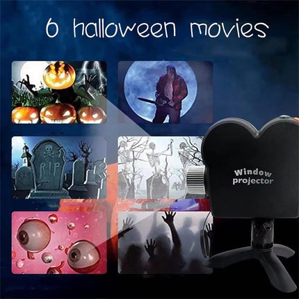 Halloween Window Projector,Halloween Holographic Projector,Christmas Led Holographic Projection Lamp,12 Movies,Used for Halloween Outdoor Garden Decoration Family Outdoor Party