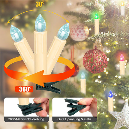 30PCS LED Flameless Taper Candles Battery Operated Christmas Tree Candles with Remote, Timer, Dimmer Battery Candle Flickering Colorful Light Window Candles Lights Christmas Home Party Decor