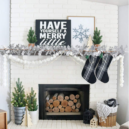 Artiflr Silver Berry Christmas Garland, 6Foot Flexible Artificial Berry Garland for Indoor Outdoor Home Fireplace Decoration for Winter Christmas Holiday Year Decor