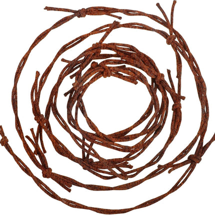 30 Feet Christmas Fake Rusted Barbed Wire Garland Christmas Decorations 4 Pieces Fake Barb Wire Rusted Barbed Wire Wreath Rusty Garland Crafts Cowboy Western Tree Hanging Decorations(Dark Brown)