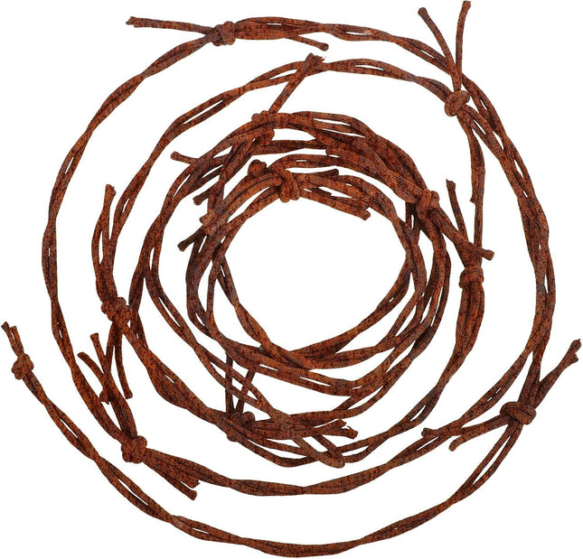 30 Feet Christmas Fake Rusted Barbed Wire Garland Christmas Decorations 4 Pieces Fake Barb Wire Rusted Barbed Wire Wreath Rusty Garland Crafts Cowboy Western Tree Hanging Decorations(Dark Brown)