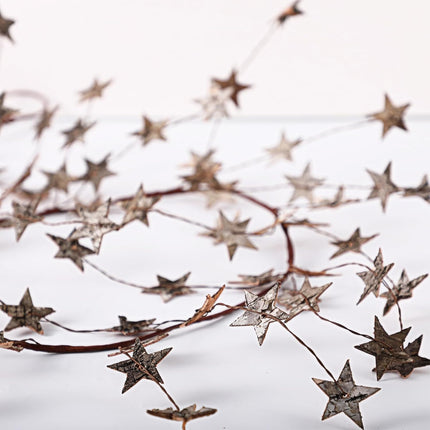 5ft Christmas Star Garland with 30 Lights Hanging Vine Garland Lighted Wooden Star Garland Christmas Decorations Rustic Style for Home Porch Front Door Table Mantle Outdoor Xmas Decor
