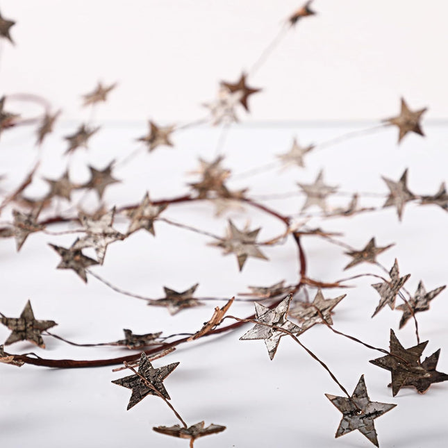 5ft Christmas Star Garland with 30 Lights Hanging Vine Garland Lighted Wooden Star Garland Christmas Decorations Rustic Style for Home Porch Front Door Table Mantle Outdoor Xmas Decor