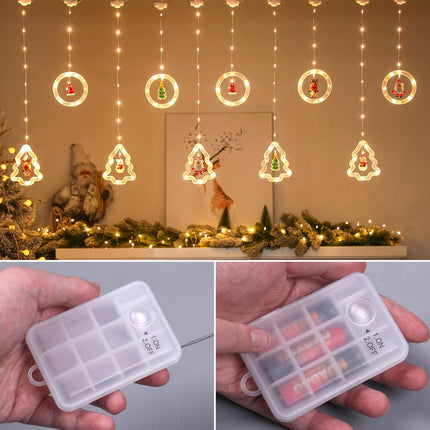 Christmas Window Lights, 9.8 Ft 120 LED Christmas Decorations Light, 3D Hanging Lights Christmas Element Decor with Flashing Lights for Bedroom Patio Garden Party Home Indoor Outdoor Xmas Decor