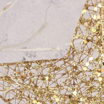 Golden Star Christmas Tree Topper Hallow Bling Powder Christmas Treetop Lights for Holiday Decoration, 7.8 x 11.8 Inch