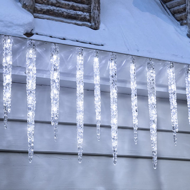 Minetom Icicle Lights Outdoor with Clips, 24.6ft 100 LED 20 Tubes Twinkling Crystal Icicle String Lights, Connectable Waterproof Hanging Icicle Christmas Lights Plug in for Eave Holiday Outdoor