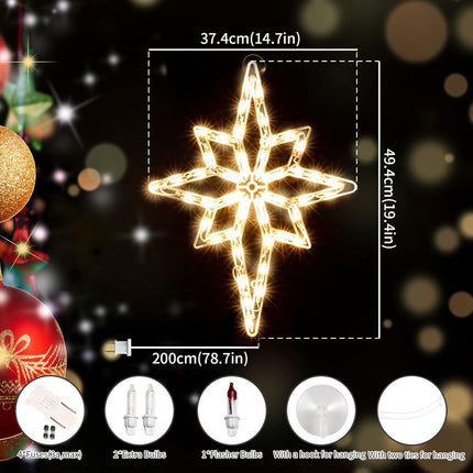 18" 50 Lighted Bethlehem Star Christmas Light Window Sculpture Decoration