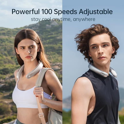 Jisulife Portable Neck Fan Pro, 100 Speeds Bladeless Fan, Stepless Knob, Led Display, 5000Mah Rechargeable Personal Fan, Mini
