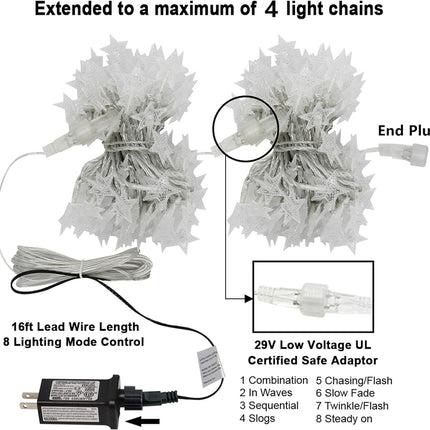 Twinkle Star 100 LED Star String Lights, 33FT Plug in Fairy String Lights Waterproof, Extendable for Indoor, Outdoor, Wedding Party, Christmas Tree, Year, Ramadan, Garden Decoration, Warm White