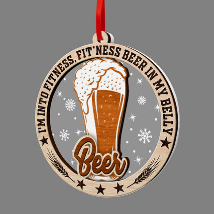 Beer Ornaments for Christmas Tree, Beer 2 Layer Wood & Acrylic Xmas Tree Ornament, Christmas Decoration for Beer Lovers, Beer s for Men, Women