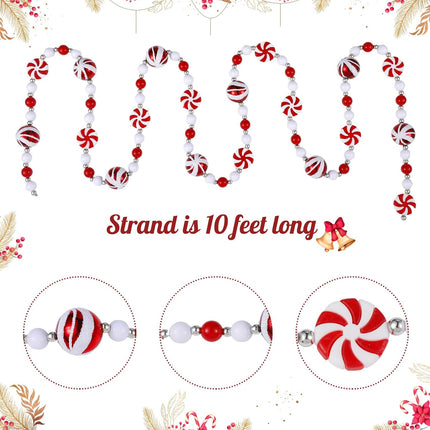 10 Feet Candy Garland for Christmas Tree Candy Cane Garland Peppermint Christmas Decorations Fake Crystal Glitter Candy Decor Christmas Tree Garland for Xmas Home Decoration
