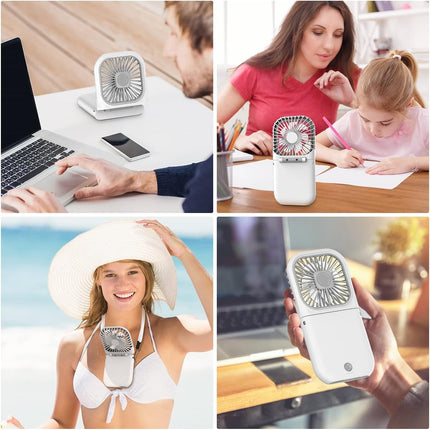 Aicase Handheld Portable Mini Fan Small Battery Operated Fan 6 In 1 Personal Fan 3000 Mah Usb Rechargeable,3 Speed Adjustable