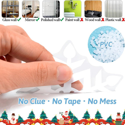 284 Pcs Christmas Window Clings Christmas Window Stickers Snowflake Window Clings Decals for Christmas Decorations Holiday Decorations Ornaments Party Supplies 9 Sheets