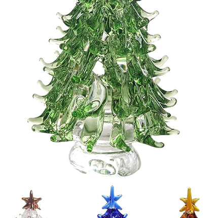 4PCS Crystal Christmas Tree Figurines Home Decor, Glass Christmas Tree Figurine, Christmas Tree Statues Decor for Bedroom, Collector's Item for Christmas Tree Lovers