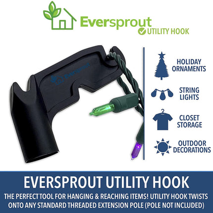 EVERSPROUT Utility Hook Installing and Hanging Christmas Lights, Bird feeders, Reaching High Places Lightweight, Fits on 3/4 inch Acme Thread Pole Tips (Hook Only, No Pole)