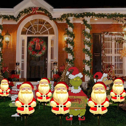 d 6-Pack Solar Christmas Garden Stake Lights, Outdoor Waterproof Solar Santa Claus Garden Stake Christmas Pathway Lights for Christmas Decorations Garden Lawn Pathway Patio (8 Modes)