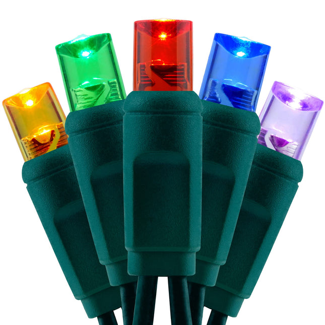 YULETIME Multicolor 5MM LED Christmas Lights, 33 ft 100 Count 4" Spacing One-Piece High Waterproof Wide Angle UL String Light (Multicolor - Green Wire)