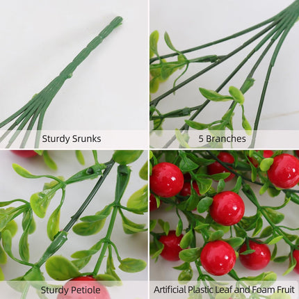 RECUTMS Artificial Hanging Berry Garland 2.3FT Red Berry Garland with Leaves Artificial Christmas Berry Wall Decorations Indoor Home Mantel Decor Outdoor Courtyard Thanksgiving Decoration (Red)