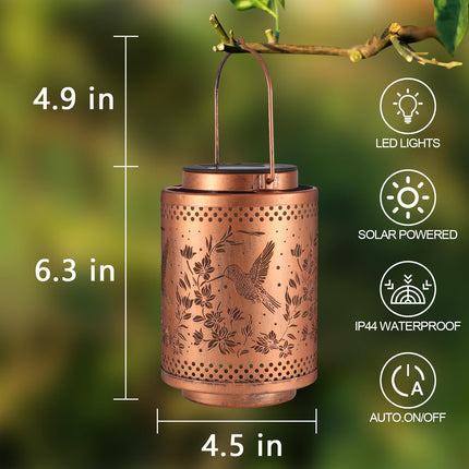 Hummingbird Solar Lanterns Garden Decor Birthday s for Women Mon Grandma Metal Hanging Solar Lights Waterproof Outdoor Decoration for Outside LED Lanterns for Yard Patio Lawn Pathway Landscape