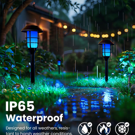 Solar Lights Outdoor, 8 Pack Solar Torch Light with Blue Flickering Flame,Solar Garden Lights Waterproof for Outdoor Decor, Yard, Patio,Pathway,Walkway.