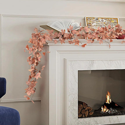 Pink Fall Garland, Fall Garland Maple Leaf, 6FT/PCS for Thanksgiving Christmas Home Outdoor Wedding Decoration (1Pcs) -C