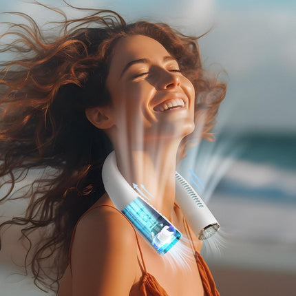 Neck Fan, 9600Mah Usb Rechargeable Cooling Fan, 16H Working Time, 5 Speeds Wearable Personal Neck Fan For Office Sports Outdoor