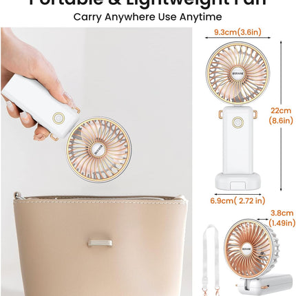 Personal Fan, Portable Fan Rechargeable, 3600Mah Handheld Fan That Blow Cold Air, 4 In 1 Necklace Fan, Mini Hand Fan For Travel