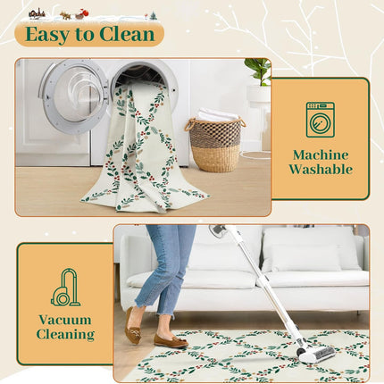 Seavish Christmas Runners for Hallways 2x6 Kitchen Runner Rugs Non Skid Washable Entryway Rugs Low Pile Soft Indoor Cream White Floor Geometric Carpet Runner Xmas Decor for Bedroom