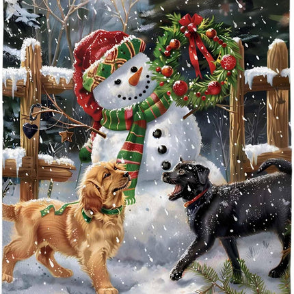 Christmas Snowman Blanket Super Soft Flannel Fleece Cute Dogs Snowflake Throw Blanket Lightweight Cozy Warm Fuzzy Plush Xmas Wreath Red Green White Microfiber Blankets for Couch Bed Sofa 40x50inch