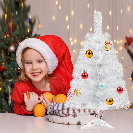 GlyinnHe 2Ft White Artificial Christmas Tree with Plastic Stand, Tabletop Christmas Tree for Indoor Outdoor Holiday Decoration
