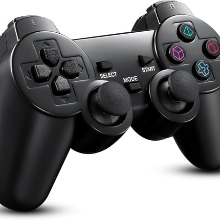 2 Pack Wireless Controller 2.4G double shock Compatible with PS2 /PS1/PC(Jet Black)