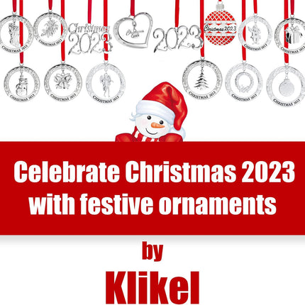 Klikel Christmas Ornament - Shiny Silver Christmas Ornament Wreath with Snowman - Dated Christmas Ornament - Ornament for Christmas Tree - Snowman Ornament for Holidays