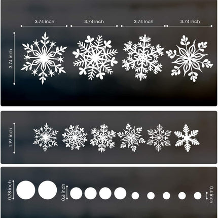 DC-BEAUTIFUL 318 Pcs Christmas Snowflakes Clings Decoration Set, White Christmas Theme Window Stickers, Winter Snow Flakes Clings Party Decal (12 Sheets)