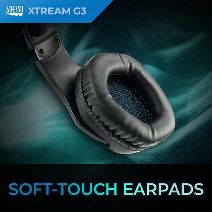 Adesso Xtream G3-7.1 Surround-Sound Gaming Headset with Noise Cancelling Microphone and LED Lighting for PC, PS4, Xbox, Nintendo Switch, and Laptops