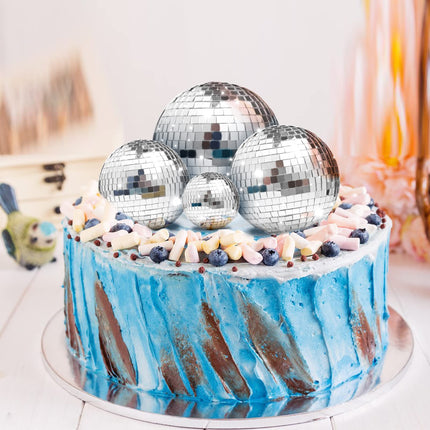 memo 11pcs Disco Ball Cake Decoration Mirror Cake Topper 70's Disco Disco Ball Table Decorations Disco Ball Centerpiece Decor Dance Birthday 70s Theme Party