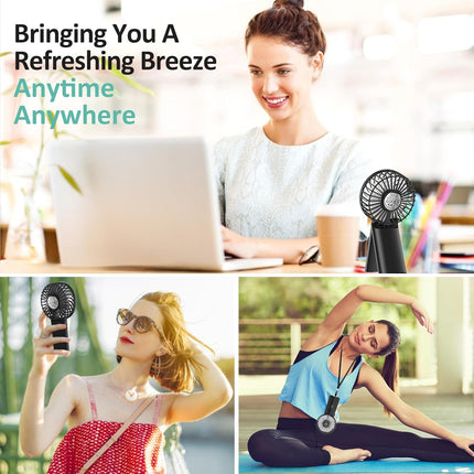 Portable Handheld Fan Black,Rechargeable Small Personal Fan,15H Max Cooling Time,4 Speeds Battery Operated Fan,Women,Men'S Travel